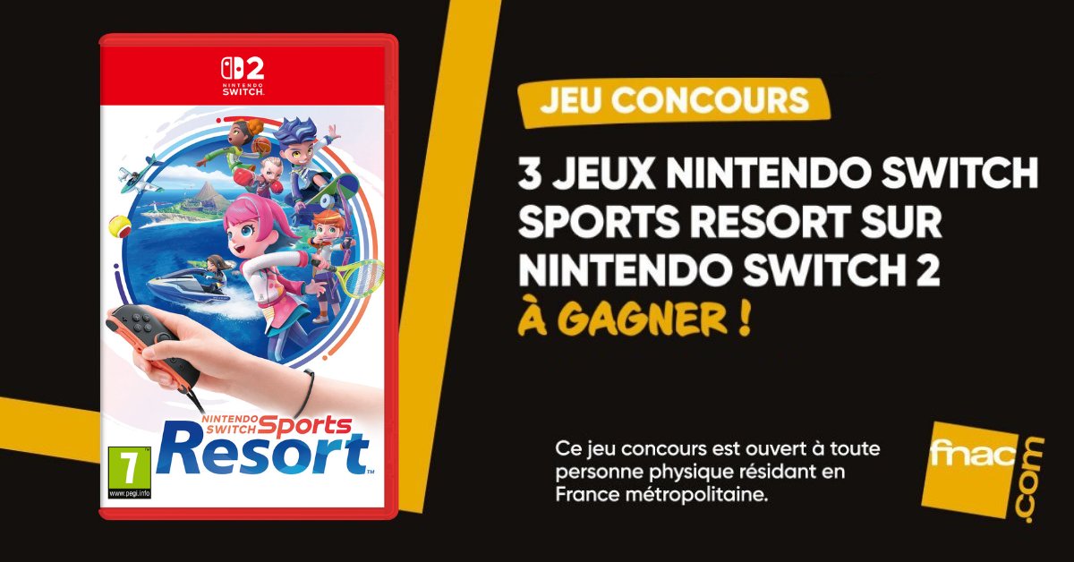 Fnac's tweet photo. #JeuConcours 🎉 Plus de sports, plus d’action, plus de compétition !

🏅 Tentez de remporter un jeu Nintendo Switch Sports Resort sur Nintendo Switch 2 !

🎁 Pour participer :
🔁 + ❤️ + 💬
✅ Follow @Fnac

📅 TAS le 29/10
🏆 3 gagnants
👉https://t.co/dkkVvwEvU5 https://t.co/ICJ93WKWXz