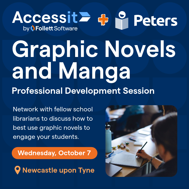 AccessitLib's tweet photo. Reminder for Newcastle librarians! 🇬🇧

Our PD event with Peters is next week, on 7 October. We’ll explore how graphic novels and manga can engage students and support reading 📚

Tickets are £15 per person, including breakfast.

Book your place today 👇
https://t.co/2InAlasgCK https://t.co/oSCIjpu0e6