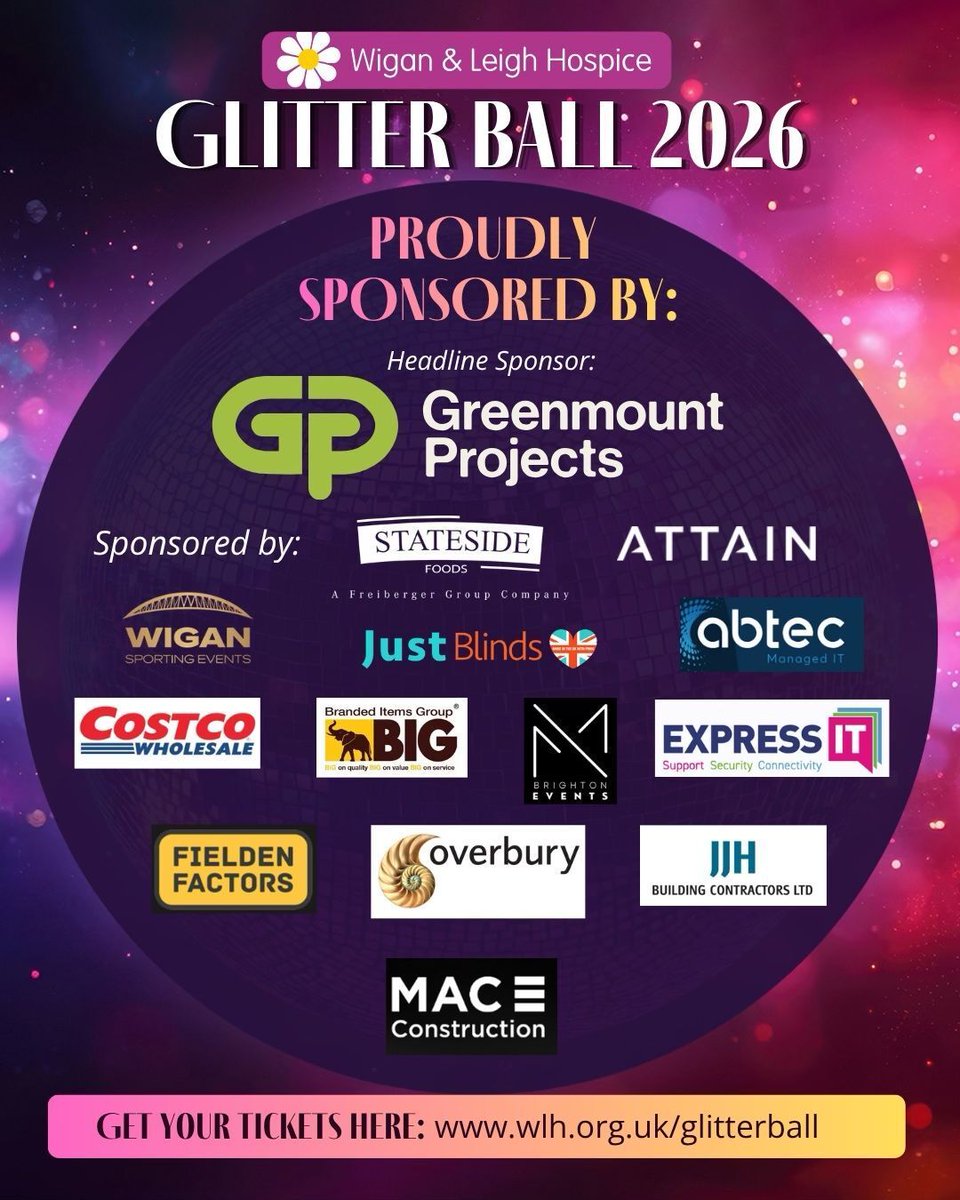 ABtecComputers's tweet photo. Proud to support the Wigan &amp; Leigh Hospice Glitter Ball 🪩 

We’re delighted to be sponsoring this year’s annual Wigan &amp; Leigh Hospice Glitter Ball, helping to support an organisation that means so much to people and families across our local community.

#wiganandleighhospice https://t.co/c0TMSSaIRZ