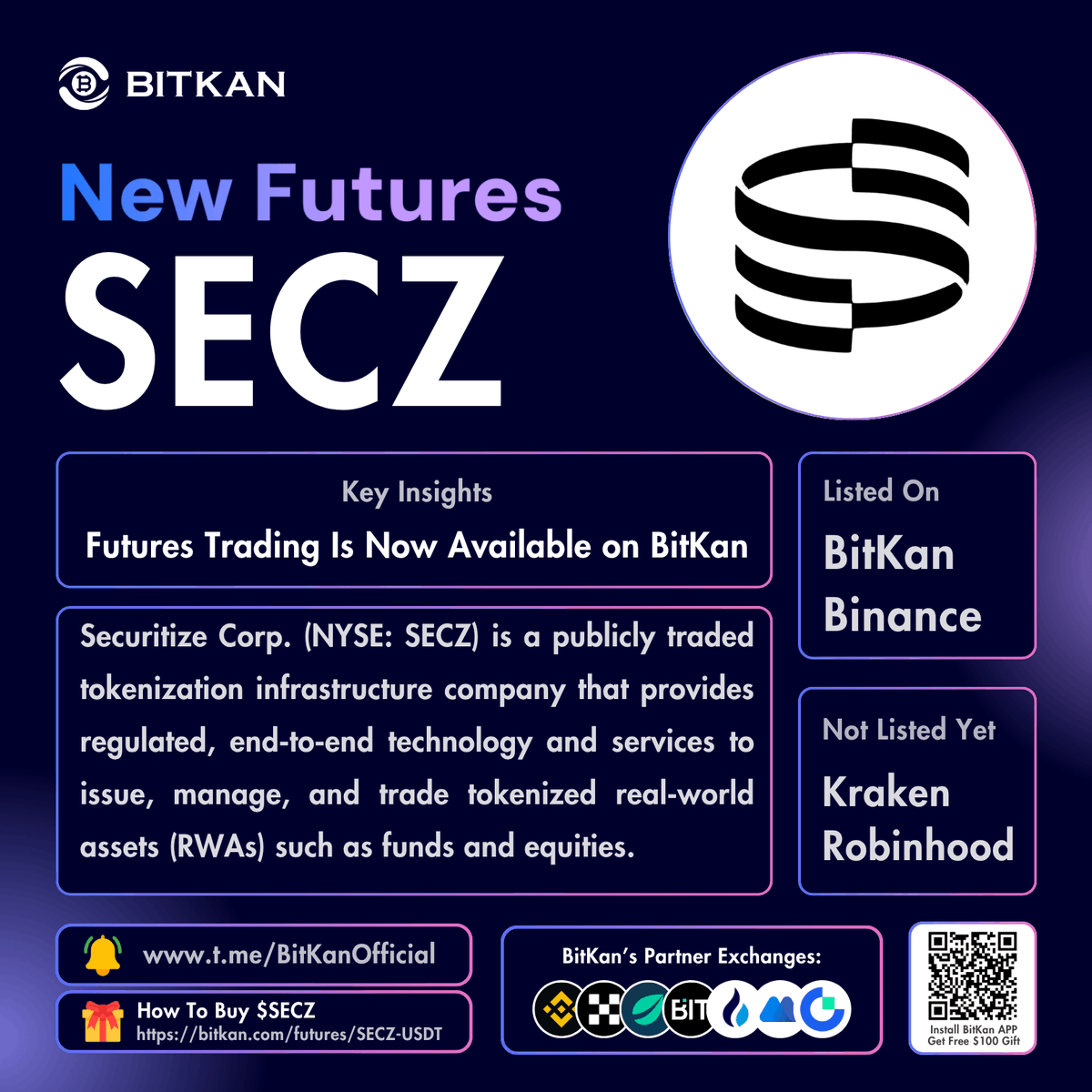 BitKanOfficial's tweet photo. 🔥 New Listing: @Securitize #SECZ futures trading pair is listed on BitKan Crypto Exchange

$SECZ Futures Trading Pair:
https://t.co/EZZoP54KGy

Official #BitKan Announcement:
https://t.co/azxpexDGAI

Free $100 New User Sign-Up Gift:
https://t.co/41X7AjqzsA https://t.co/oUk4pZUJJp