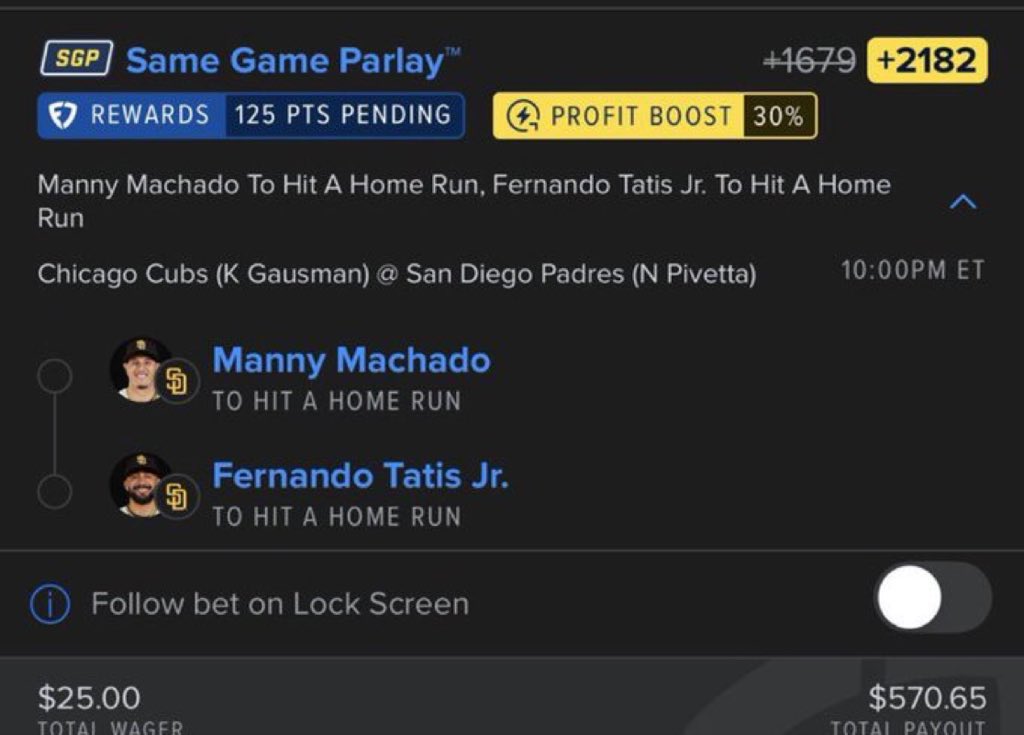 BigSoloWinpid's tweet photo. 🔥 2-LEG HOME RUN PARLAY 🔥

⚾ Manny Machado — HR
⚾ Fernando Tatis Jr. — HR

💰 +2182
💵 $25 wager → $570.65 payout

#MLB #MLBBets #HomeRun #HRParlay #Baseball #SportsBetting #Parlay #MLBPicks

CLICK THE LINK BELOW TO JOIN MY FREE TELEGRAM GROUP FOR VIP BANG👇

https://t.co/PfUdadWRlm