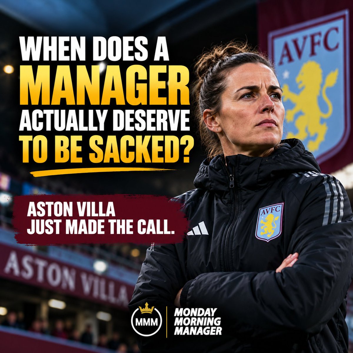 monday_manager's tweet photo. 🚨 When does a manager ACTUALLY deserve to be sacked?

Bad results ≠ bad management.

Ask:
📈 Is the team improving?
🧠 Is the plan working?
🤝 Do players still believe?

👔 MMM: Bad results matter. No progress changes everything.

#AVFC #WSL #WomensFootball #MMM https://t.co/duNxDvIVX2