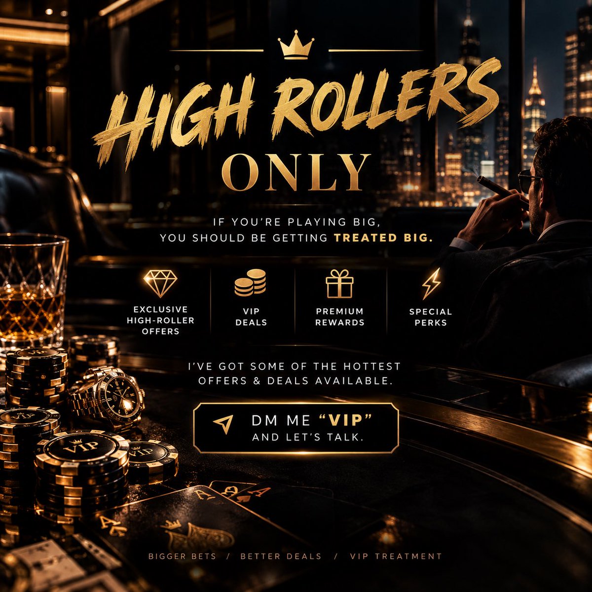 GEKKEGAST136103's tweet photo. 💎 HIGH ROLLERS ONLY 💎

If you’re playing big, you should be getting treated BIG.

🔥 Exclusive high-roller offers
💰 VIP deals
🎁 Premium rewards
⚡ Special perks

I’ve got some of the hottest offers &amp; deals available.

Join my Discord https://t.co/88eKpndXrZ https://t.co/TEMsgZVrZN