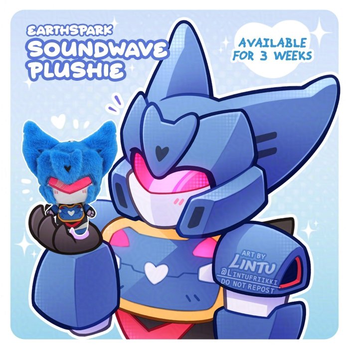 Lintufriikki's tweet photo. Soundwave plush has officially launched!!! He's fluffy like a little kitten! 💙🐱
If you didn't get to order him during the petition, now you have a second chance to get him!
🔗⬇
#transformers #soundwave #maccadam https://t.co/EdWN0CEjpQ