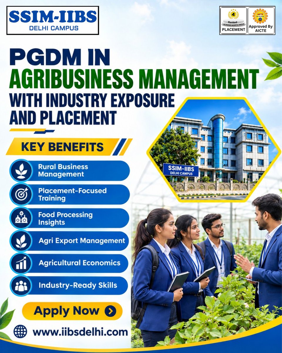 ssimiibs's tweet photo. Agribusiness management is a dynamic field that combines agricultural knowledge with business. 

Secure Your PGDM Seat  
Read More: https://t.co/KDpWiI3M6t

#Agribusiness #PGDM #Management #IndustryExposure #CareerReady #AgriExport #Agricultural #SSIMIIBS https://t.co/qZNcYWKIlS