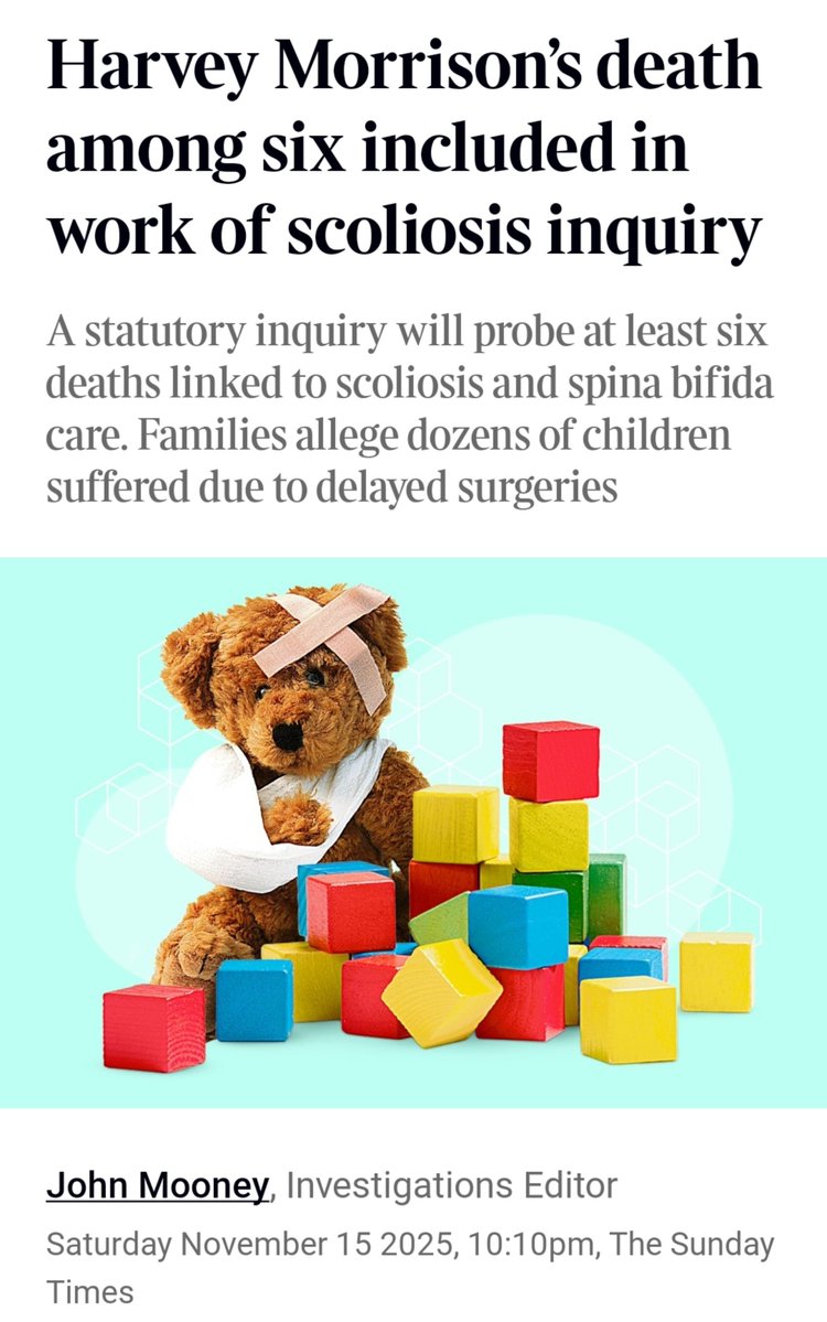 caulmick's tweet photo. No More Hiding #PublicInquiryNow!

2025
Harvey Morrison's death among six included in work of scoliosis inquiry

Families allege dozens of children suffered due to delayed surgeries

🚩[If you were lied to as Minister @SimonHarrisTD - why is the scope of your investigation only going back to 2019? Do you not want answers?]

*Harris is understood to have told the meeting he believes he was misled by CHI during the latter part of his tenure as health ­minister between May 2016 and June 2020, when he had pledged to eliminate spinal surgery waiting lists.

🚩[Didn’t  Happen]
The government has agreed in principle to allow families and their advocacy groups to help shape the inquiry’s scope. Jennifer Carroll MacNeill, the health minister, is to appoint a facilitator to work with them in drafting the terms of reference.

Families whose children died while waiting for surgery, or from complications afterwards, have consistently stated that delays and failings in care were major contributing factors­. Rather than being heard, many were dismissed as grieving parents searching for explanations,” said Una Keightley, a spokeswoman for the Spina Bifida and Hydrocephalus Paediatric Advocacy Group.

The crisis facing the government over CHI is continuing to escalate as the full scale of the issues inside the hospital group emerges. 

#JusticeforHarvey #CHI #BackUs #PublicInquiryNow 

https://t.co/uh3CIpMfU6