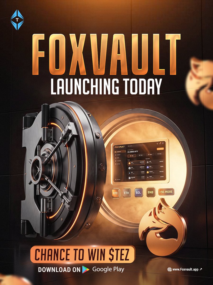 _tezverse_'s tweet photo. FOXVAULT opens today.

100+ networks. One wallet. Full self-custody.

First 10,000 downloads get $1 in $TEZ.

Swap. Hold. Explore.

FOXVAULT: https://t.co/e2OGTAcTuV

#tezverse #TEZ #launch #today #bigday #TEZcard #web3 https://t.co/ToPe0wpxKA