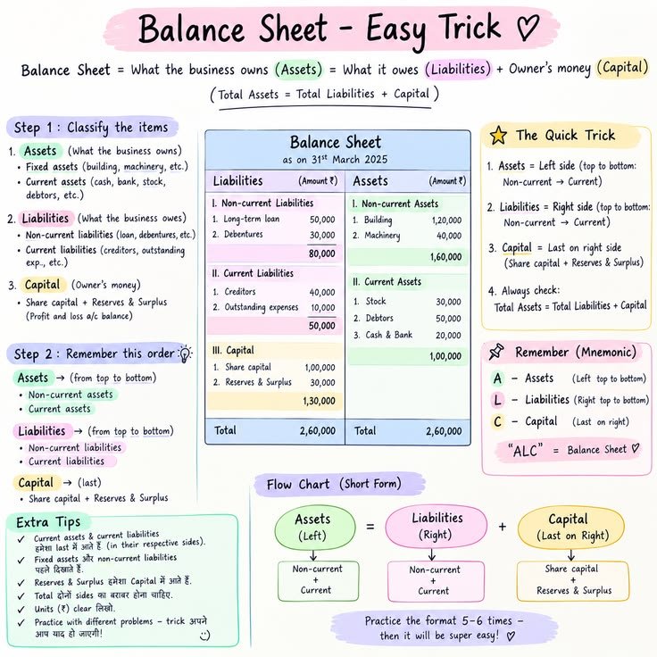 Shivamkus246's tweet photo. Master the Balance Sheet format in under 1 minute! 
Bookmark this cheat sheet.  

​#Commerce #AccountingTips #Finance #StudyNotes https://t.co/8SITWgdlWE