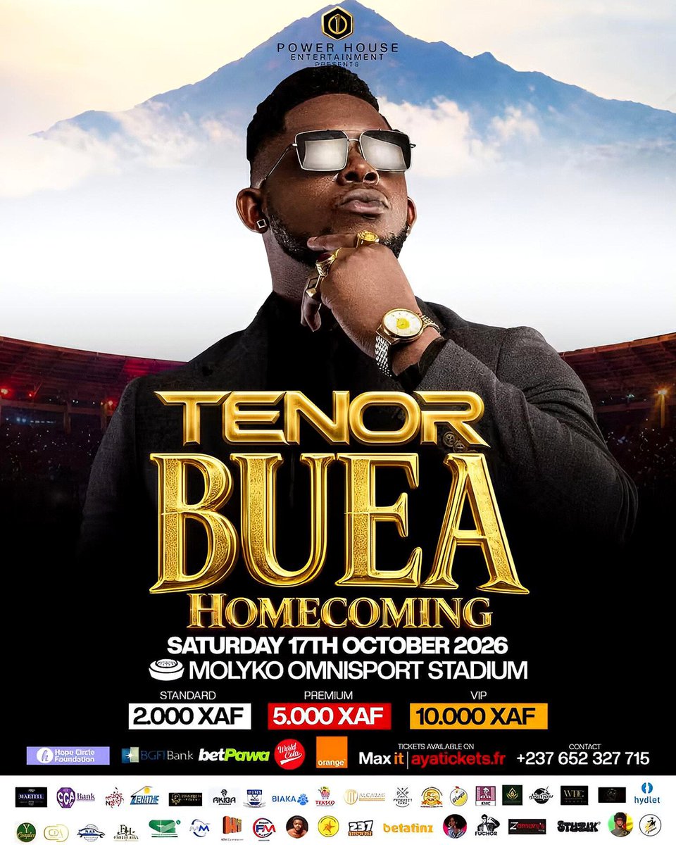 RChronik23218's tweet photo. 🚨 Tenor sera l’un des guests du « Homecoming Concert » de Kocee à Buea 🎫🔥

Kocee officialise la présence de Tenor pour son concert prévu le 17 octobre 2026 au stade omnisport de Molyko.

🎟️ Billets : https://t.co/xAQyoyLiNt https://t.co/tHuvtZXgwZ