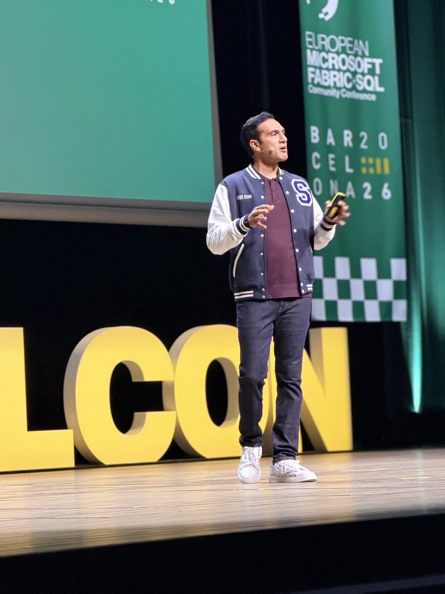 ShireeshThota's tweet photo. @MicrosoftSQL has powered the systems businesses depend on for decades. Today in Barcelona, at #SQLCon and #FabCon Europe, I shared how we are evolving that foundation for the AI era. Across industries, organizations want to bring AI closer to operational data without compromising performance, governance, security, or control. That requirement is shaping our strategy across Microsoft Fabric and SQL.

We are moving from simply monitoring databases to operating them more intelligently. 𝗗𝗮𝘁𝗮𝗯𝗮𝘀𝗲 𝗛𝘂𝗯, now in public preview, brings inventory, health, performance, security, risk, and optimization signals into one view, while new 𝗱𝗮𝘁𝗮𝗯𝗮𝘀𝗲 𝗮𝗴𝗲𝗻𝘁𝘀 for SQL and PostgreSQL help teams understand issues, prioritize actions, and move toward resolution within established guardrails. We are also giving customers more control over where critical workloads run: 𝗦𝗤𝗟 𝗦𝗲𝗿𝘃𝗲𝗿 𝗼𝗻 𝗔𝘇𝘂𝗿𝗲 𝗟𝗼𝗰𝗮𝗹 is now generally available for both connected and disconnected operations.

We are expanding the foundation for applications as well. Azure SQL Database Hyperscale now supports scaling up to 192-vCores and generally available DiskANN vector indexes, giving transactional and AI-powered applications more room to grow without a change in database architecture. 𝗙𝗮𝗯𝗿𝗶𝗰 𝗔𝗽𝗽𝘀 and 𝗥𝗮𝘆𝗳𝗶𝗻 are shortening the path from idea to production, with PostgreSQL support in Rayfin Local, Fabric data connectors, backend functions, and code-defined access policies helping developers build faster while keeping enterprise data governed.

These are different parts of one strategy: helping organizations move from data to insight to action while preserving the qualities mission-critical systems require. Thank you to our engineering and product teams, our customers and partners, and the SQL and Fabric communities who joined us in Barcelona. I’ve shared more detail on these announcements and the thinking behind them in two blogs. Links in the comments.

Thank you to Sherif Yousri for joining us to talk about how SAP relies on Microsoft SQL for peak shopping day processing $17.8B USD sales.

#SQLConEurope #FabConEurope #MicrosoftSQL #MicrosoftFabric