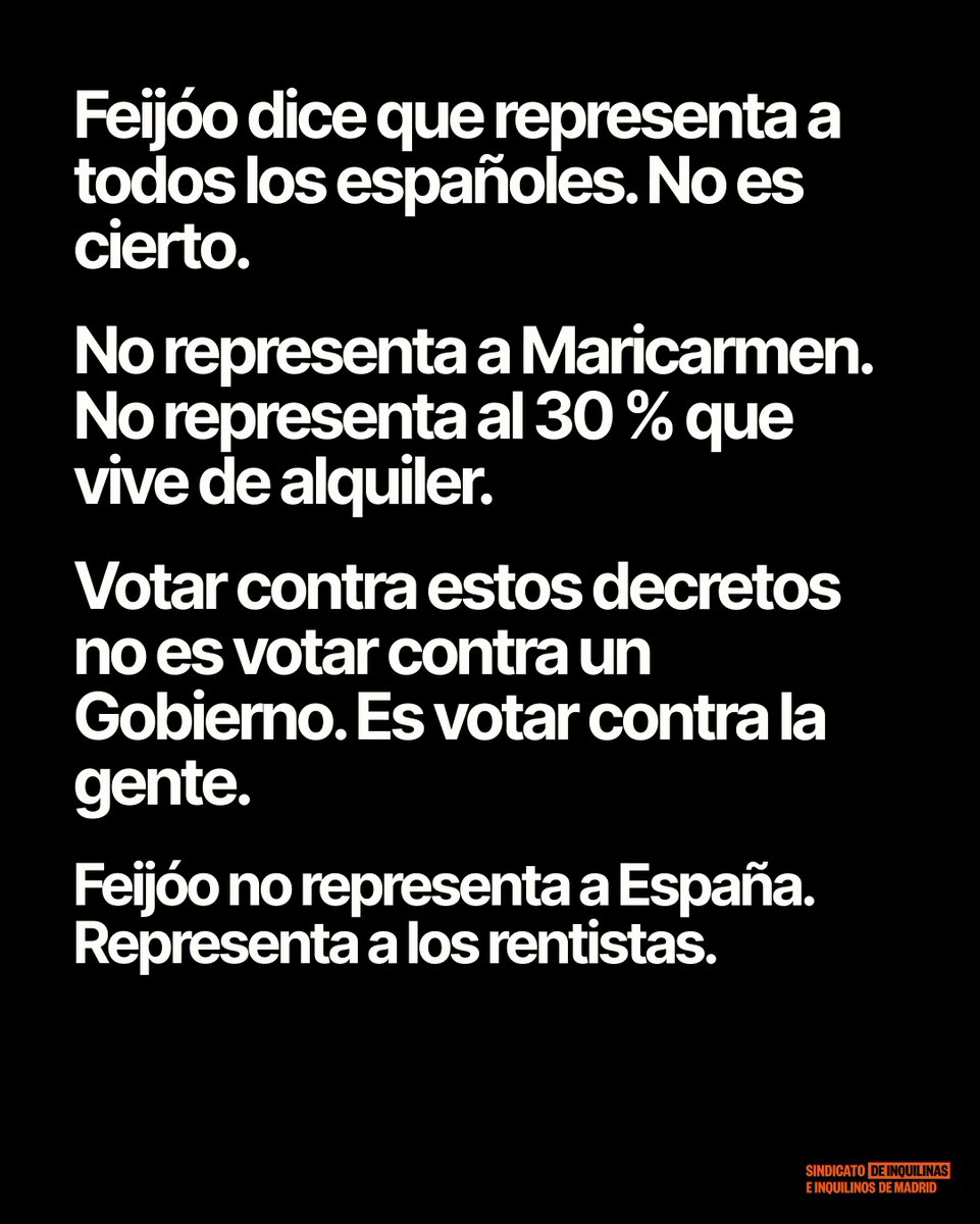 InquilinatoMad's tweet photo. El PP utilizó el desahucio de Maricarmen para atacar al Gobierno. El PP utilizó el desahucio de Maricarmen para atacar al Gobierno. Ahora Feijóo anuncia que votará contra los dos decretos que pretenden impedir que vuelva a suceder. https://t.co/TniSEMsbgO