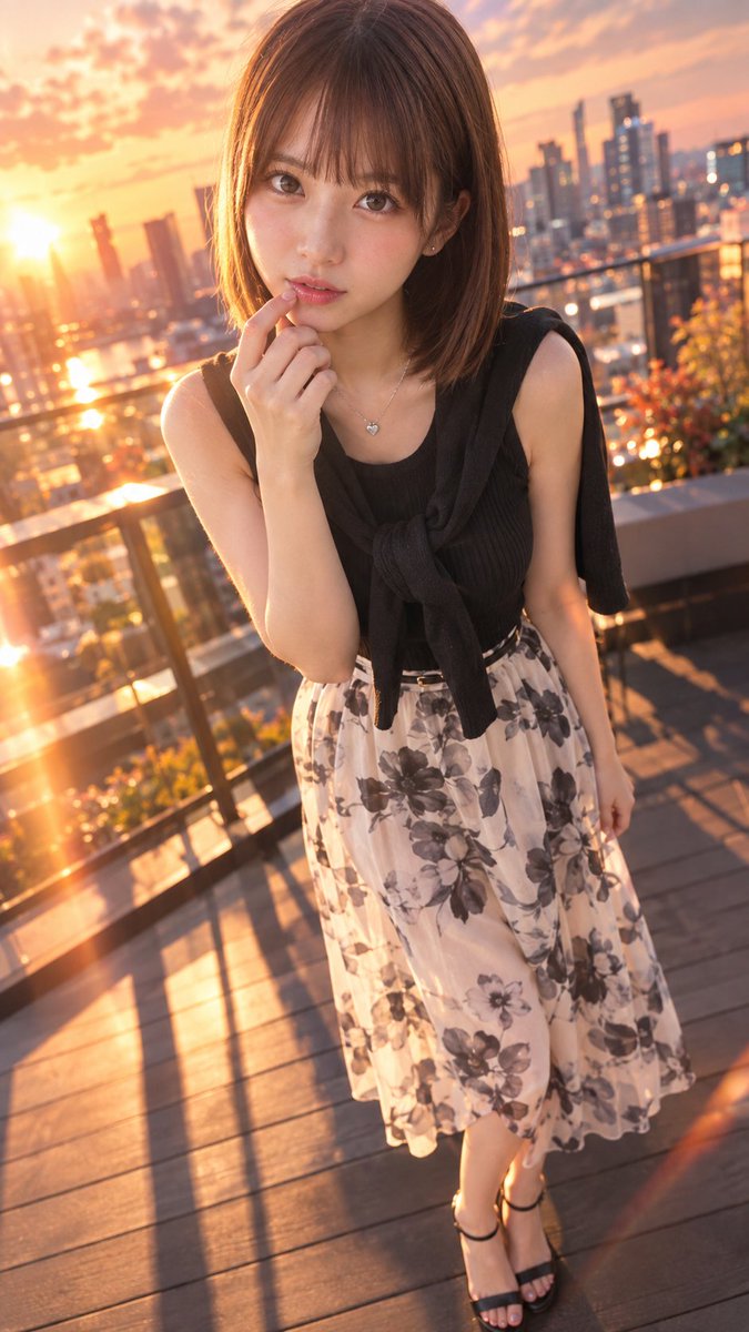 Sunset Rooftop Lookback Portrait