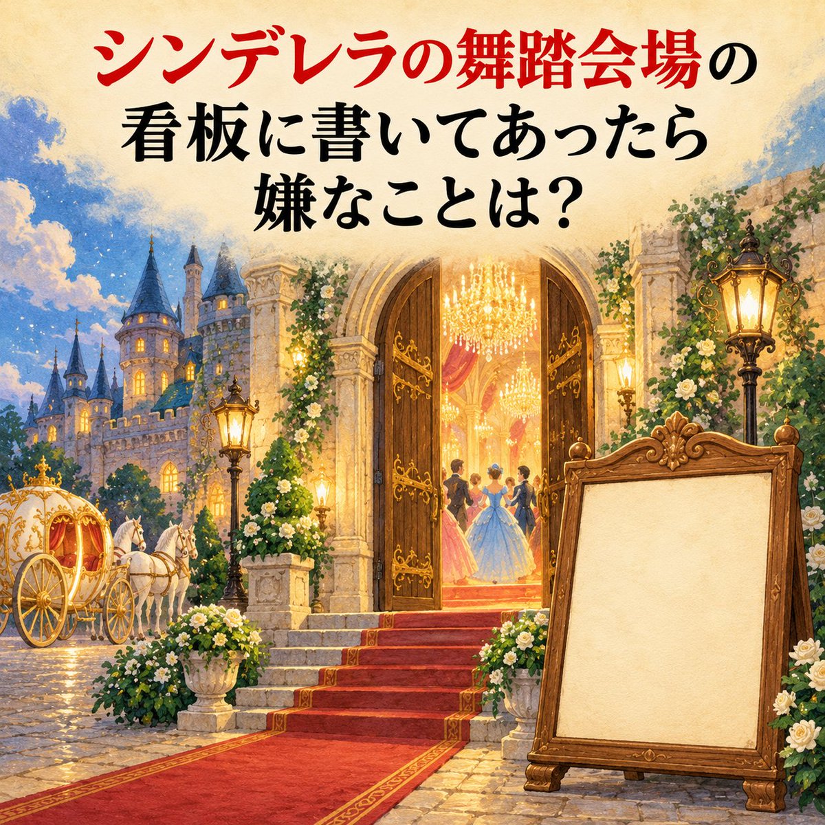 Ogiribot's tweet photo. 【お題】
シンデレラの舞踏会場の看板に書いてあったら嫌なこと https://t.co/CIk4hGj65R