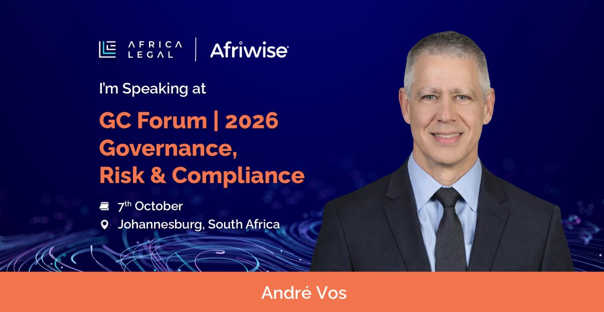 legalPSG's tweet photo. From managing risk to designing resilience: rethinking the General Counsel as risk architect.

Ahead of the #GCForum Governance Risk & Compliance (GRC) on 7 October, #Deneys Head of Dispute Resolution André Vos discusses the evolving role of General Counsel and why legal advisers now need to help businesses move forward strategically, rather than simply managing compliance and solving problems: https://t.co/SXCbjMvkfZ

For more information on this year's #GCForumGRC, including speakers and agenda, visit here: https://t.co/BXIFD0qLg9

#Deneys #Governance #YourAfricaLegal #LegalEvents #SouthAfrica #Risk #Compliance #GeneralCounsel #Inhouse #Resilience #Strategy