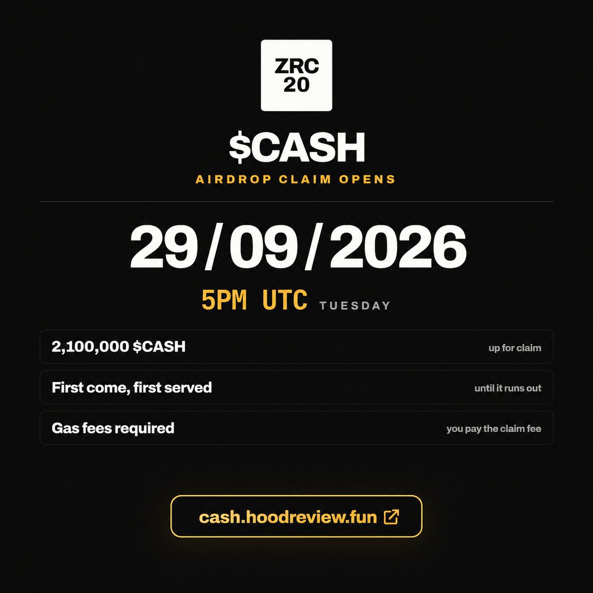 0xRogueAlpha's tweet photo. 🪂 Airdrop hunters — $CASH is live.
The interesting part?
No gas fees. No claim fees.
https://t.co/MkW3m6CHhr
Just paste your eligible address and pass the anti-bot captcha. 🤖
ZRC20 AIRDROP SUPPLY 🪙
FCFS 24H / 2M 🚨 https://t.co/xdfJvpHCXw