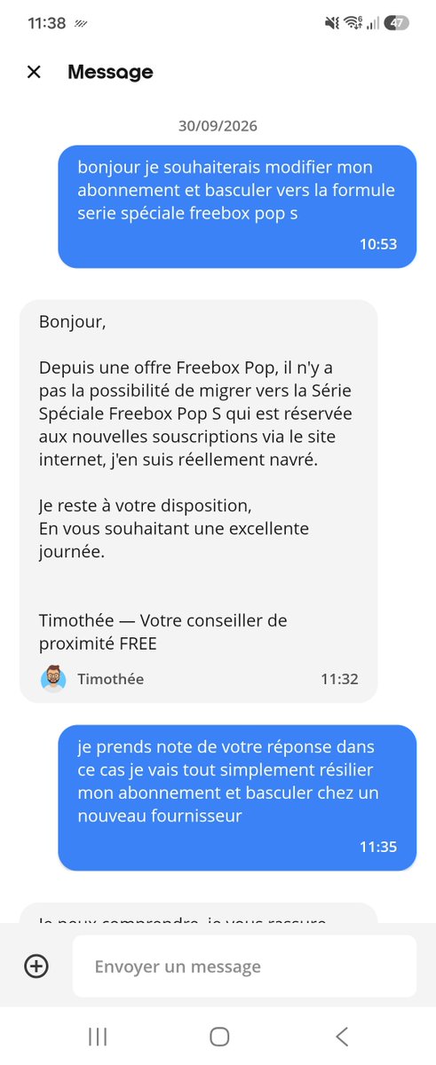 Matthie37270973's tweet photo. Il sert a quoi en faites le service client free ??? @free @Xavier75 https://t.co/sxt0Cw9NL4