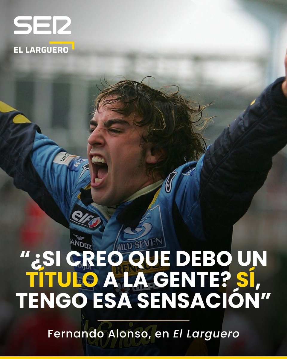 ellarguero's tweet photo. 🤩 Este martes, @alo_oficial pasó por #ElLarguero, con @manucarreno, para celebrar su renovación con @AstonMartinF1 

4⃣ Aquí te dejamos los cuatro titulares de la entrevista

📲 Puedes leerla, escucharla o verla aquí: https://t.co/ZuVSzN9842 https://t.co/I8N6uLawFq