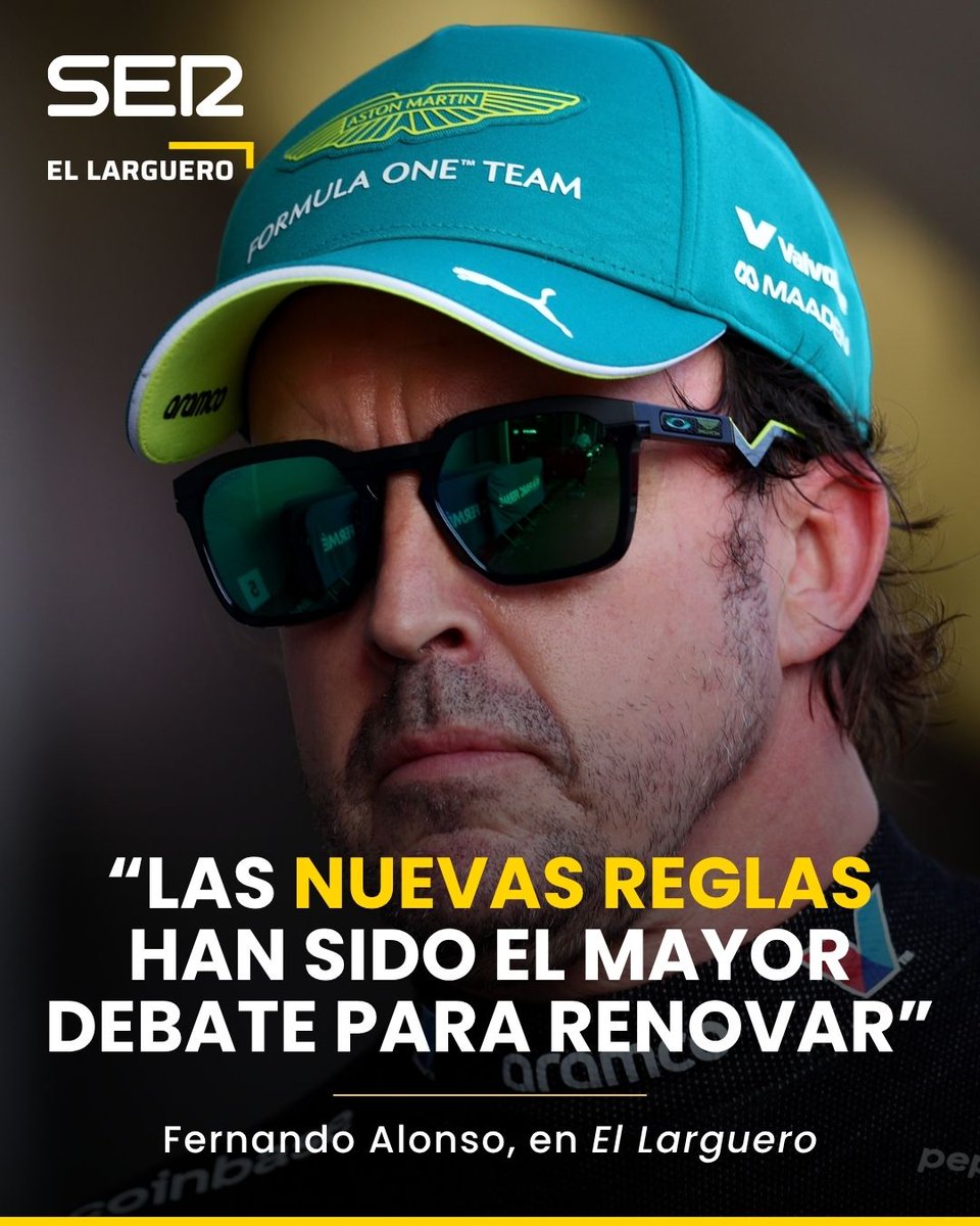 ellarguero's tweet photo. 🤩 Este martes, @alo_oficial pasó por #ElLarguero, con @manucarreno, para celebrar su renovación con @AstonMartinF1 

4⃣ Aquí te dejamos los cuatro titulares de la entrevista

📲 Puedes leerla, escucharla o verla aquí: https://t.co/ZuVSzN9842 https://t.co/I8N6uLawFq