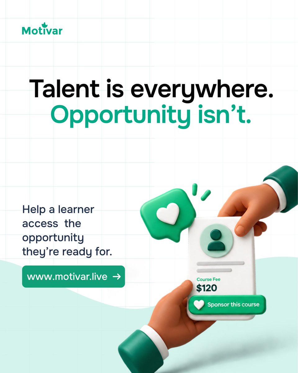_Motivar's tweet photo. Help a learner build skills they need to upskill. To sponsor, Visit https://t.co/qIpc2lYx5B. https://t.co/vpv46JzTF2