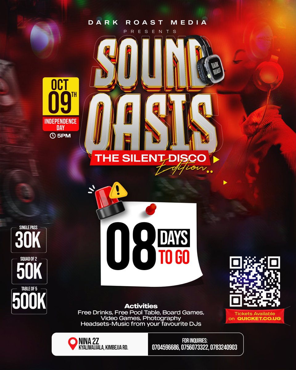 Darkroastug's tweet photo. Get the ready for the ultimate Independence Day plot. Come join us for a fun filled experience. Secure your ticket via Quicket . Limited numbers left . #SilentDisco #SoundOasis https://t.co/J7tDRVwVih