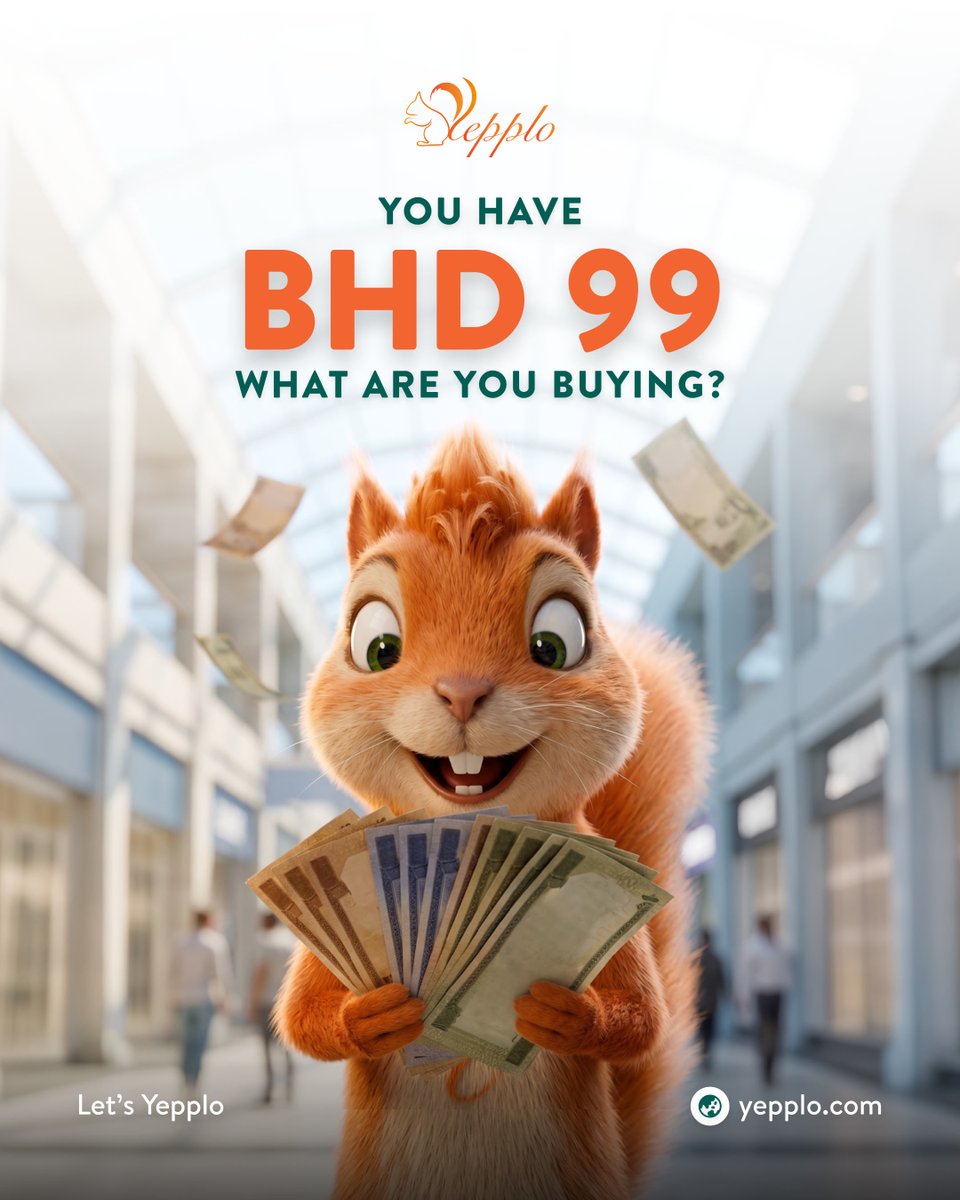Yepplo_bh's tweet photo. You have BHD 99! What are you buying? 🤔
The fun stuff… or a full year of car insurance? 😏
Let’s Yepplo 🧡
#Yepplo #LetsYepplo #MotorInsurance #Bahrain https://t.co/4B4LzHcA2C