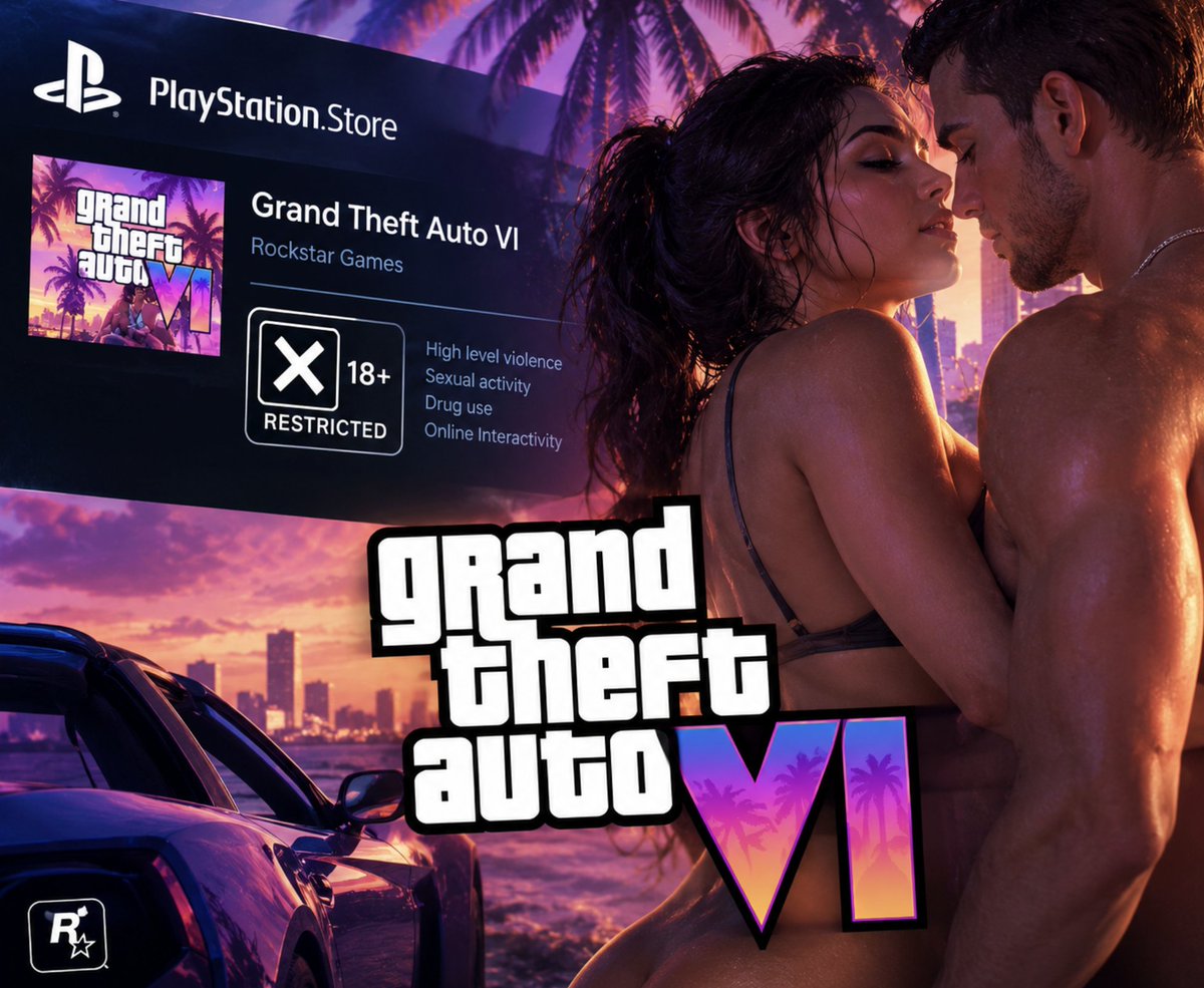 GTA6Digest's tweet photo. GTA VI WILL HAVE SEX - OFFICIALLY? 

An Australian PlayStation Store ad for the game listed an X 18+ Restricted rating.

Australia has two adult classifications for games: R 18+ and X 18+ Restricted - with the latter associated with explicit sexual content.

Rockstar later removed the ad, but if this was just a typo… that’s one hell of a typo