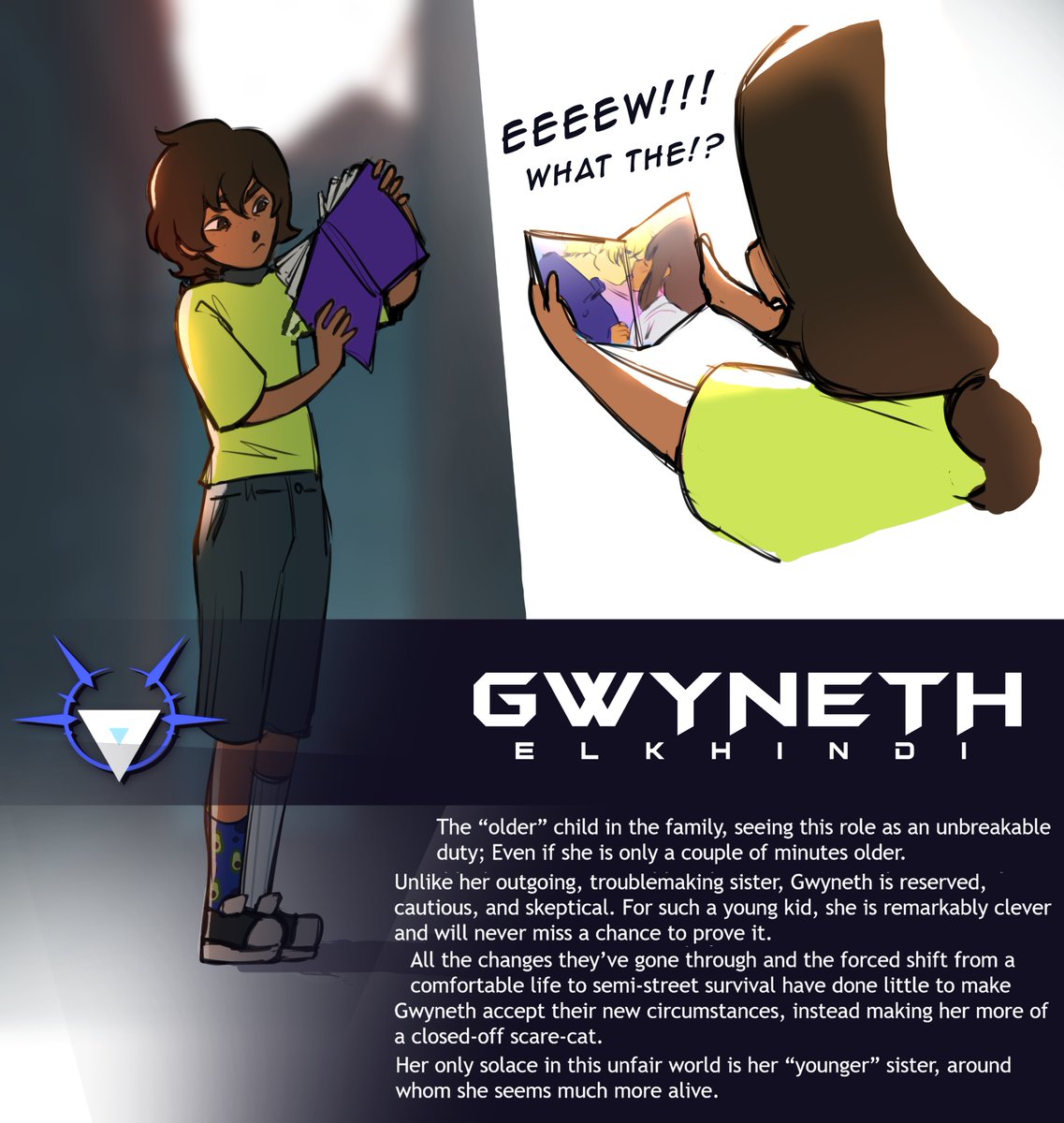 Eohanimated's tweet photo. MEET THE CHARACTER — Gwyneth! 

Such a nice and kind kid to live in all of this, but fate is not quite empathetic.

VA applications for Gwyneth are now open on CCC! Actors of Egyptian descent are especially encouraged to audition!
https://t.co/2LStM4Bq59

#voiceacting #indieanimation #originalcharacter