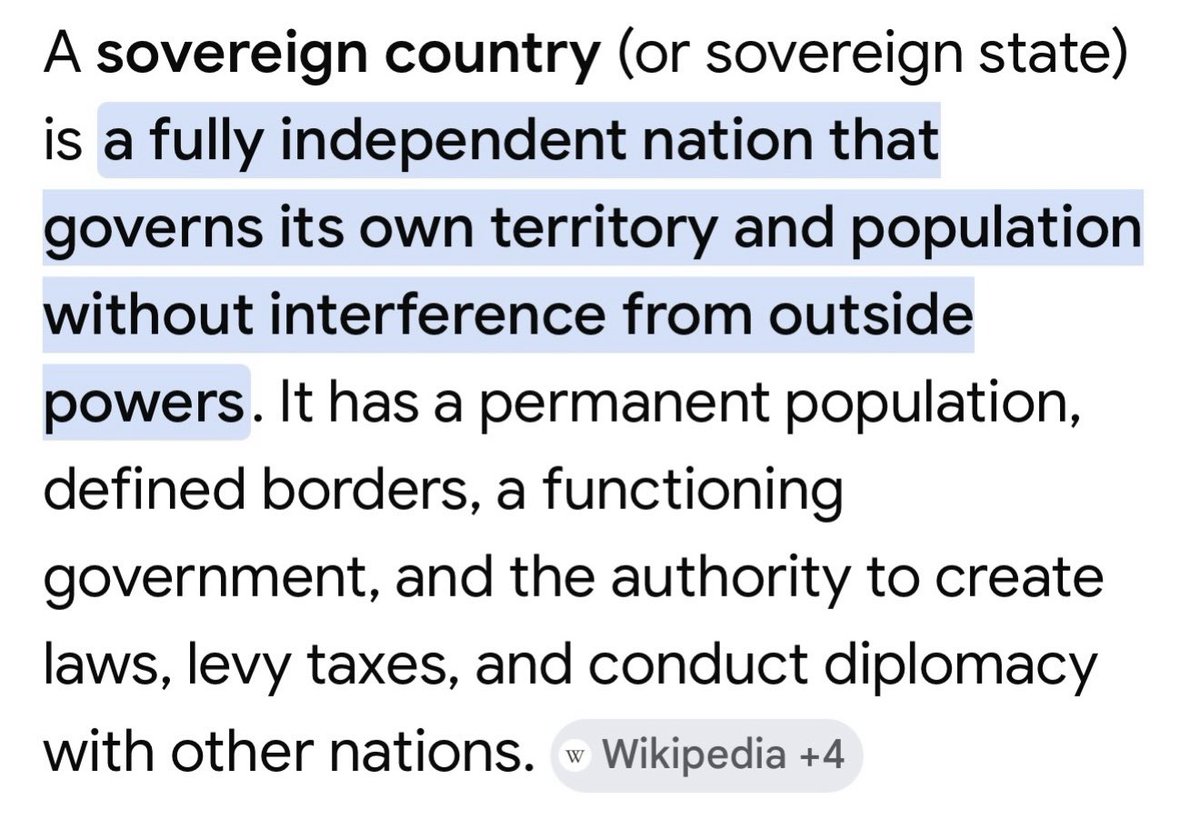 CollinsMikeyc's tweet photo. @Lord_Sugar Sovereignty
Without it you aren’t even a country, you’re a colony.
Before anybody says EU countries are sovereign, Hungary being fined a €1 Million a day for daring to have a functioning border.
It doesn’t get more non-sovereign than that. https://t.co/CwKXMmxN12