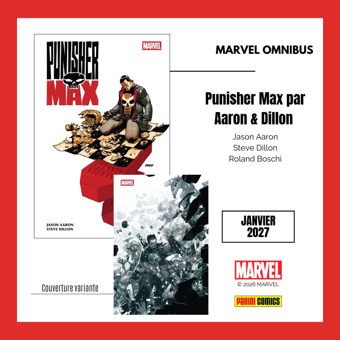 paninicomicsfra's tweet photo. BIG NEWS ! On commence cette journée des auteurs de la Maison des Idées avec une salve de titres par le génial Jason Aaron en janvier !

* Retrouvez tout son run sur INCREDIBLE HULK en un seul DELUXE de  376 pages illustré par Marc Silvestri, Whilce Portacio et Jefte Palo ! Un récit qui lorgne vers l'horreur avec plein de guests !

* Toujours en DELUXE, et ici avec un volume de 400 pages, c'est PUNISHER : LE ROI DES TUEURS ! Une histoire impitoyable qui entremêle le passé et le présent de Frank Castle avec Jesus Saiz et Paul Azaceta aux dessins.

* Et toujours Castle avec l'OMNIBUS : PUNISHER MAX avec le regretté Steve Dillon aux dessins. Une maxi-série souvent considérée comme l'un des meilleurs titres du Punisher.