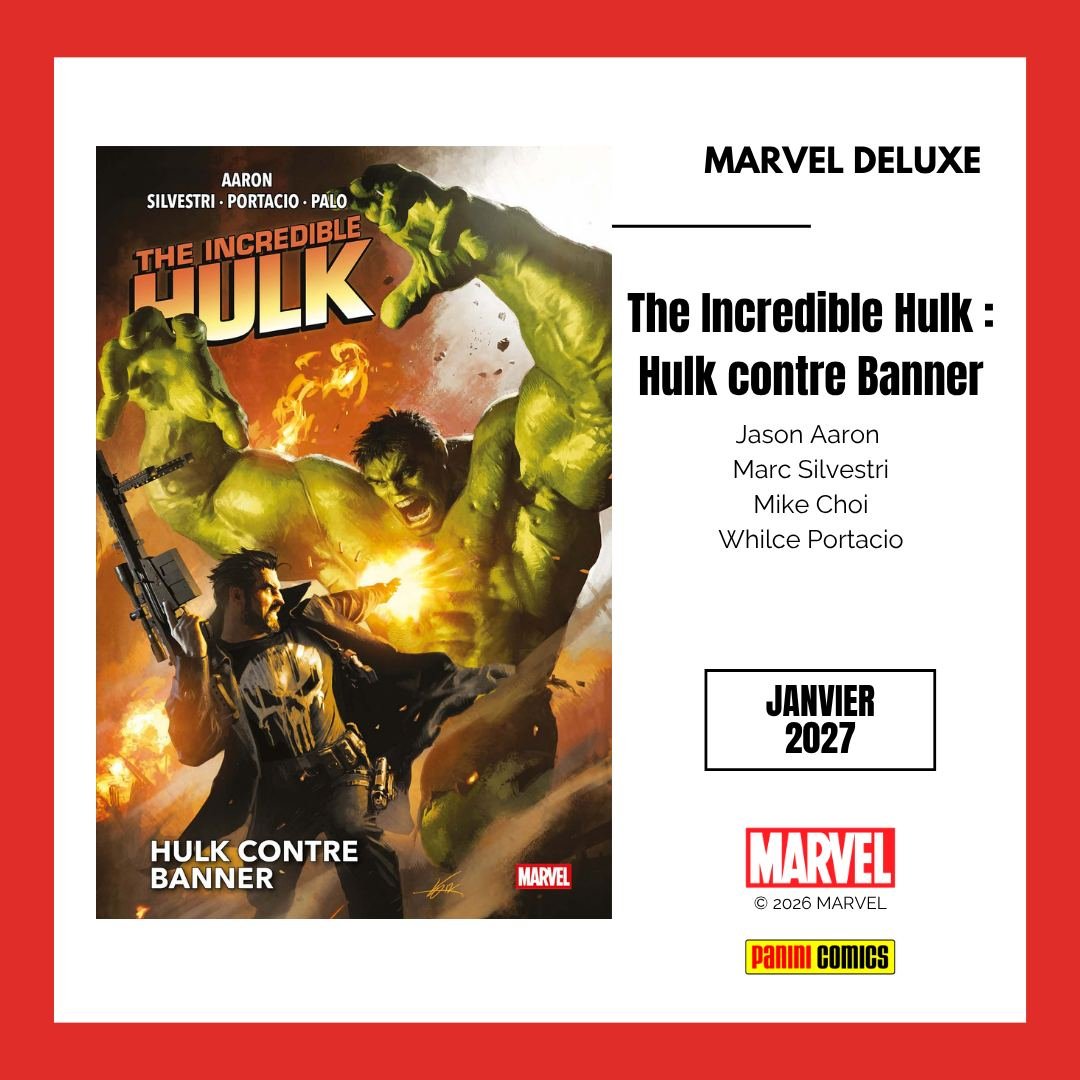 paninicomicsfra's tweet photo. BIG NEWS ! On commence cette journée des auteurs de la Maison des Idées avec une salve de titres par le génial Jason Aaron en janvier !

* Retrouvez tout son run sur INCREDIBLE HULK en un seul DELUXE de  376 pages illustré par Marc Silvestri, Whilce Portacio et Jefte Palo ! Un récit qui lorgne vers l'horreur avec plein de guests !

* Toujours en DELUXE, et ici avec un volume de 400 pages, c'est PUNISHER : LE ROI DES TUEURS ! Une histoire impitoyable qui entremêle le passé et le présent de Frank Castle avec Jesus Saiz et Paul Azaceta aux dessins.

* Et toujours Castle avec l'OMNIBUS : PUNISHER MAX avec le regretté Steve Dillon aux dessins. Une maxi-série souvent considérée comme l'un des meilleurs titres du Punisher.