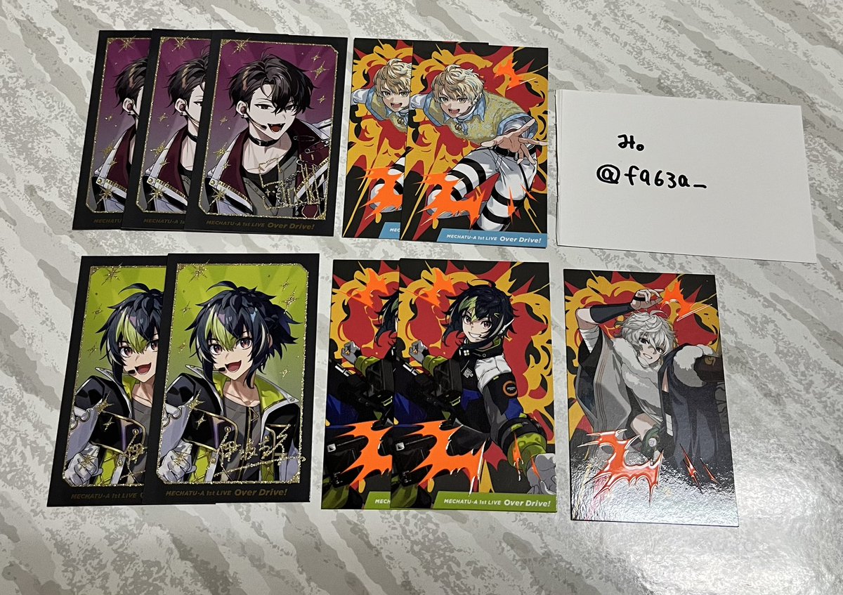 f963a_'s tweet photo. 【交換】にじさんじ　MECHATU-A 
Over Drive! 1st LIVE/ランダムカード/缶バッチ
譲)画像参照
求)画像3枚目参照

・郵送交換希望
・10/8までに���取引完遂していだける方
・纏めての���優先

お気軽にお声掛けくださいませ https://t.co/JMyDGwqxet
