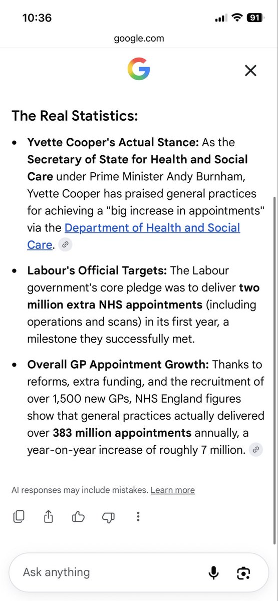 IndependtParty's tweet photo. @YvetteCooperMP says today there are 20 million more #GPappointments a year under @UKLabour @BBCNews 

Yet we still can’t get a #GPappointment ‼️ @DHSCgovuk 

@GOVUK need to stop 🛑 using #PoliticalSoundbites &amp; #PoliticalStatistics 

Leave that to the #Statisticians please 🙏 https://t.co/QdGdRSdIIU