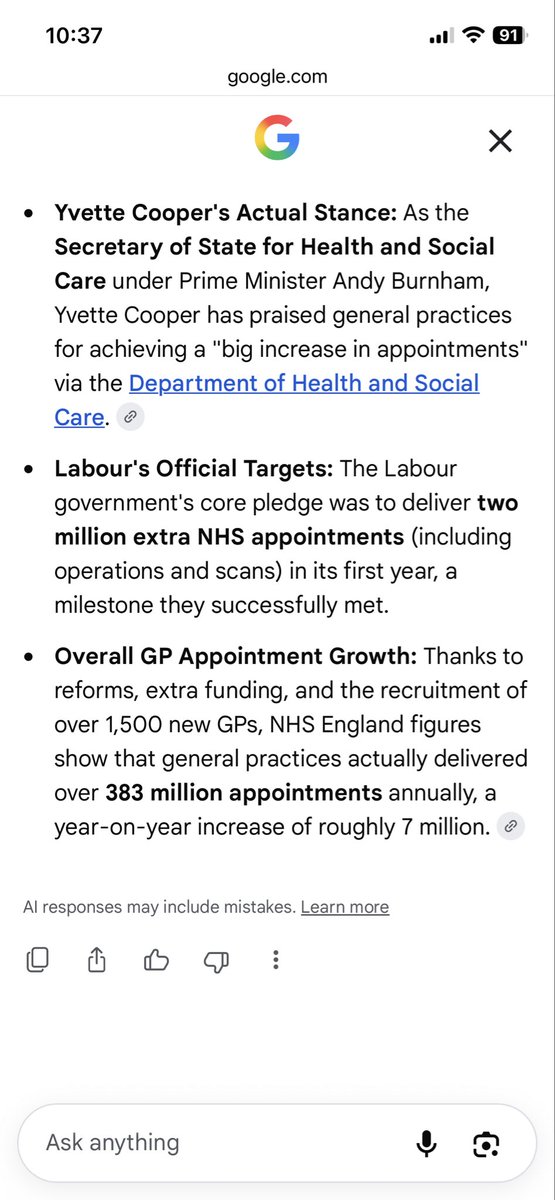 IndependtParty's tweet photo. @YvetteCooperMP says today there are 20 million more #GPappointments a year under @UKLabour @BBCNews 

Yet we still can’t get a #GPappointment ‼️ @DHSCgovuk 

@GOVUK need to stop 🛑 using #PoliticalSoundbites &amp; #PoliticalStatistics 

Leave that to the #Statisticians please 🙏 https://t.co/QdGdRSdIIU