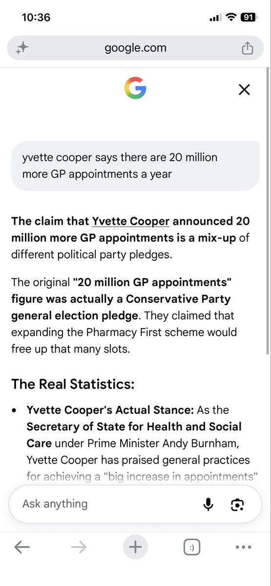 IndependtParty's tweet photo. @YvetteCooperMP says today there are 20 million more #GPappointments a year under @UKLabour @BBCNews 

Yet we still can’t get a #GPappointment ‼️ @DHSCgovuk 

@GOVUK need to stop 🛑 using #PoliticalSoundbites &amp; #PoliticalStatistics 

Leave that to the #Statisticians please 🙏 https://t.co/QdGdRSdIIU