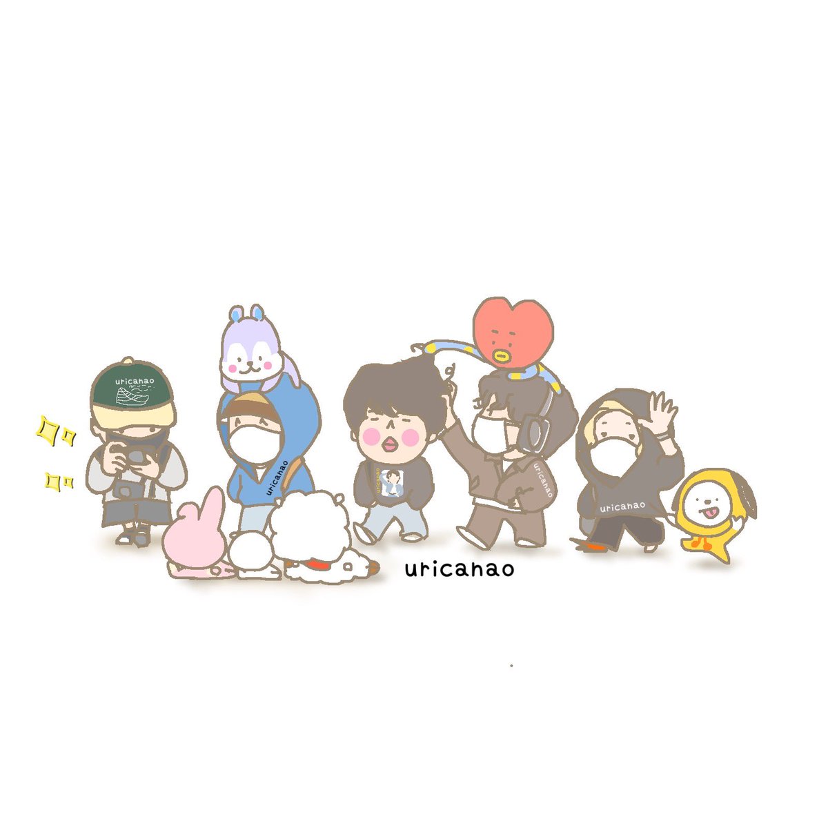 junguccivliton7's tweet photo. 🐰🐿️🐹🐻🐥　　✈︎

#BTS_WORLDTOUR_ARİRANG 
#BTS_ARİRANG 
#JUNGKOOK
#JHOPE
#JIN
#V
#JIMIN 

illustrated byうり@junguccivliton7 https://t.co/d0P2ab5Kjx