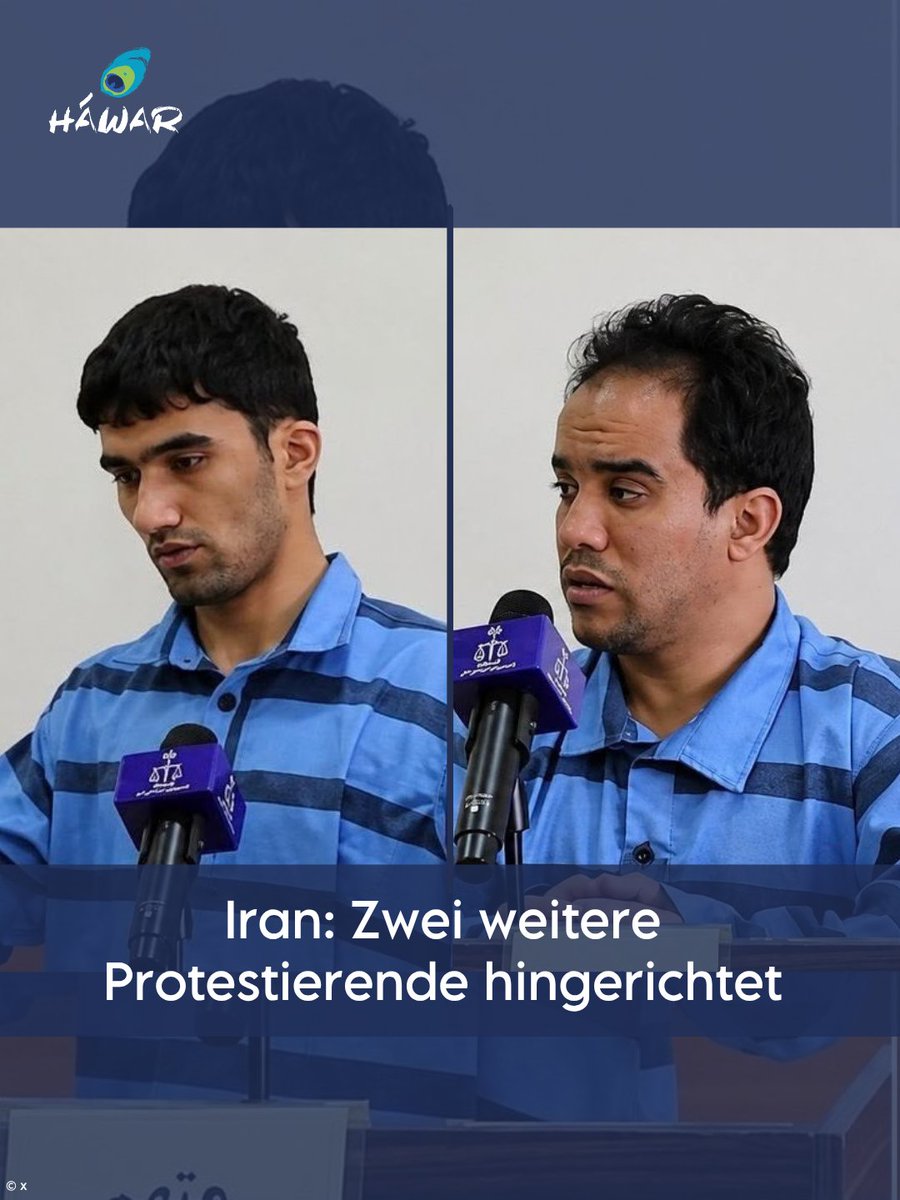 HawarHelp's tweet photo. Heute Morgen hat die Islamische Republik #Iran Ali Hemmati Sistanian und Majid Nikandish hingerichtet. Beide waren im Zusammenhang mit den landesweiten Protesten im Januar 2026 in Mashhad festgenommen worden. https://t.co/9hgMNJrtd5