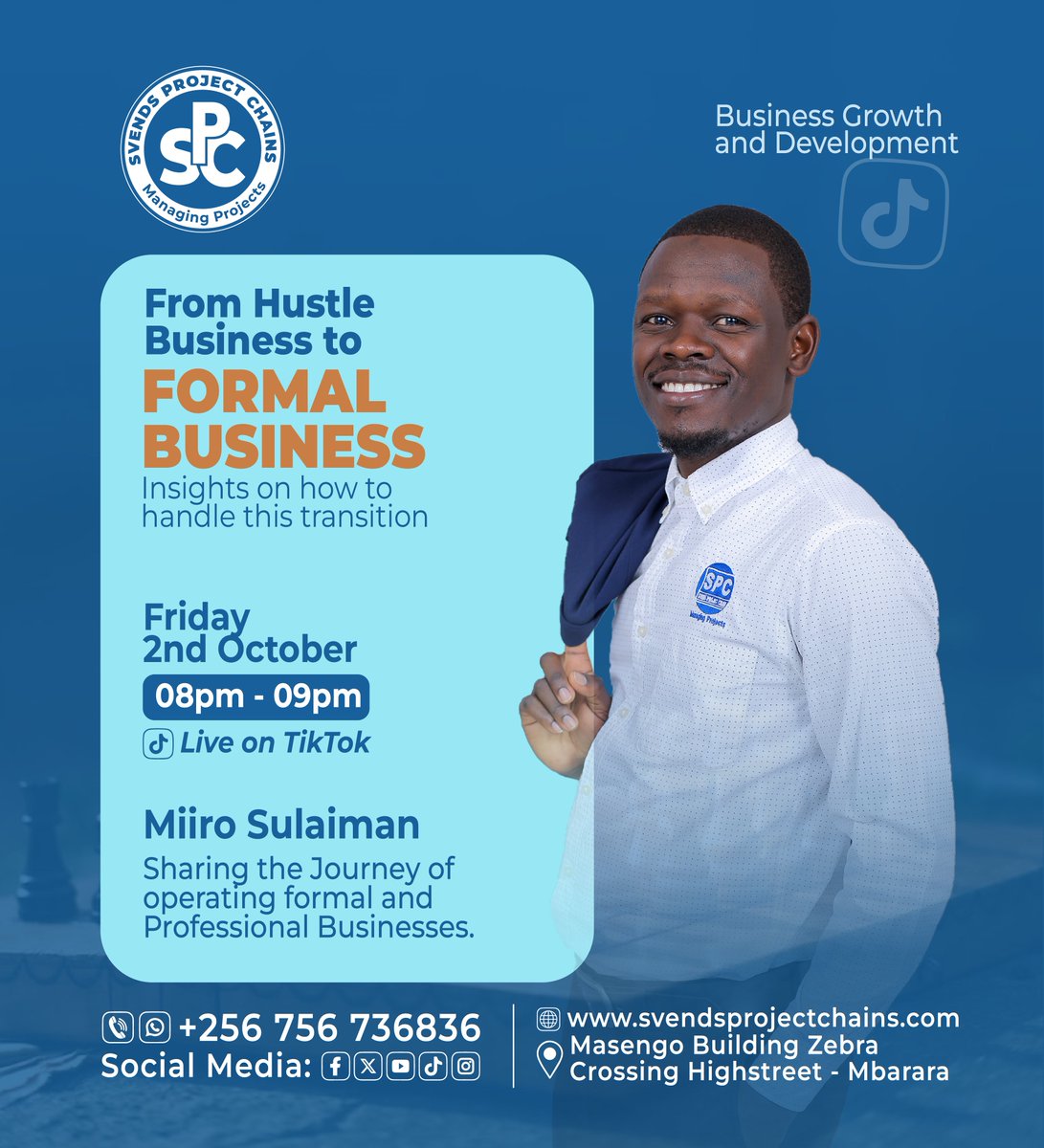 ProjectChains's tweet photo. This Friday... 
We are talking to you again about Transforming from Hustle Business and Formal Business, what needs to be done. #SPCDevelopingSolutionsTogether https://t.co/pkhWmHaevS