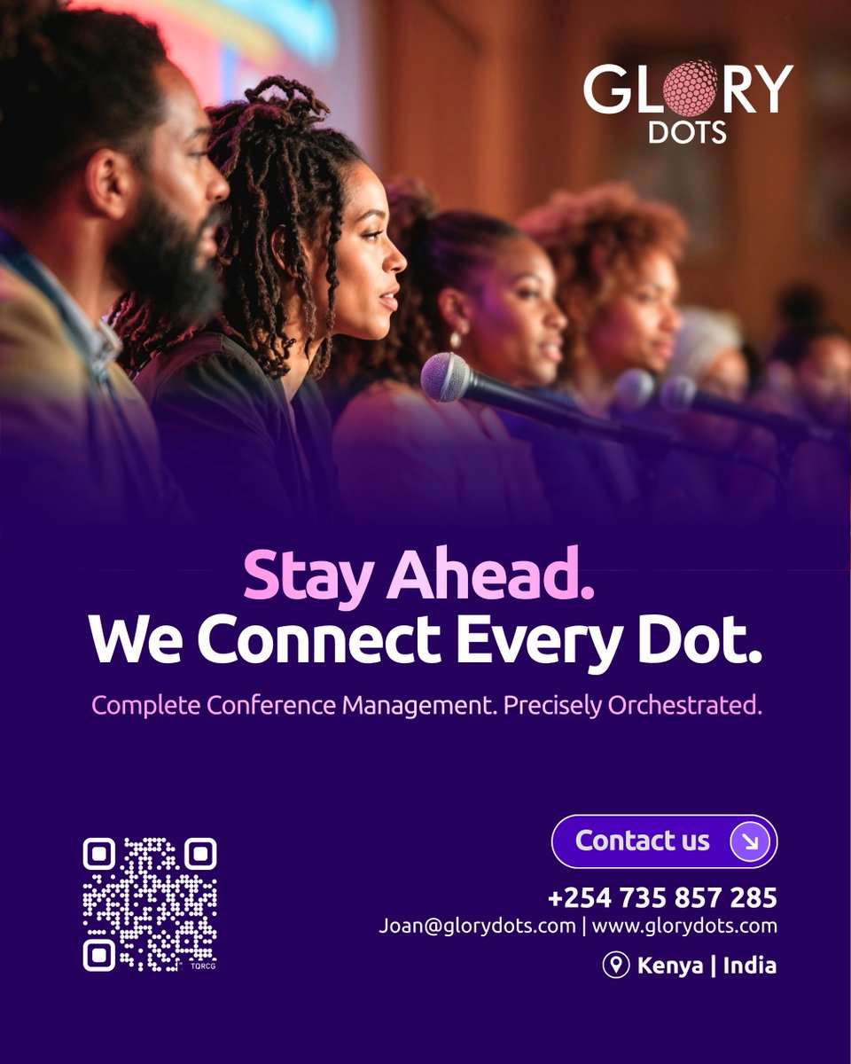 GloryDots's tweet photo. A successful conference is never defined by a single moment!

It is shaped by hundreds of details working seamlessly together.

From concept and planning to scientific programmes,

From technology and communication to on-ground execution
we bring every element together

#kenya https://t.co/XmYsppHrzx