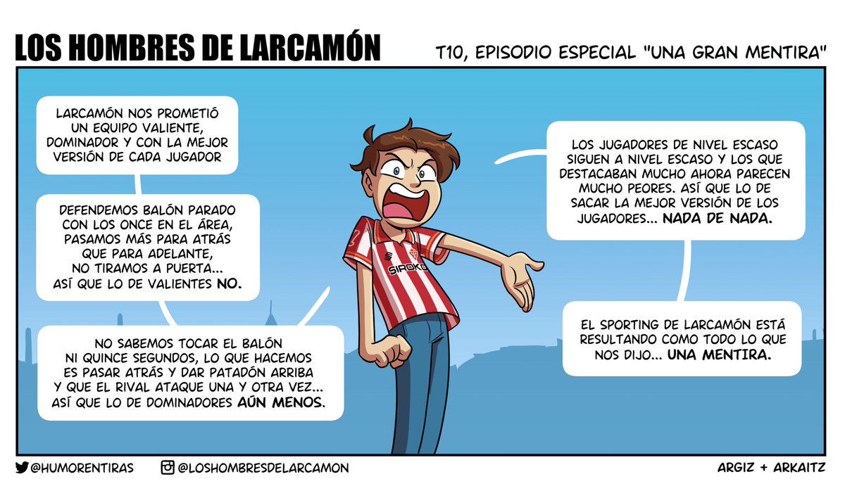 humorentiras's tweet photo. Comparar lo que dijo Larcamón que sería su @RealSporting con la realidad es tremendo. 
El equipo solo fue lo que se nos dijo cuando iba 0-2 con el Girona y parece algo casual y porque el rival (con ventaja clara) te dejó hacer.
El míster falla en todo, pero además miente en todo. https://t.co/tNaQXCc5up