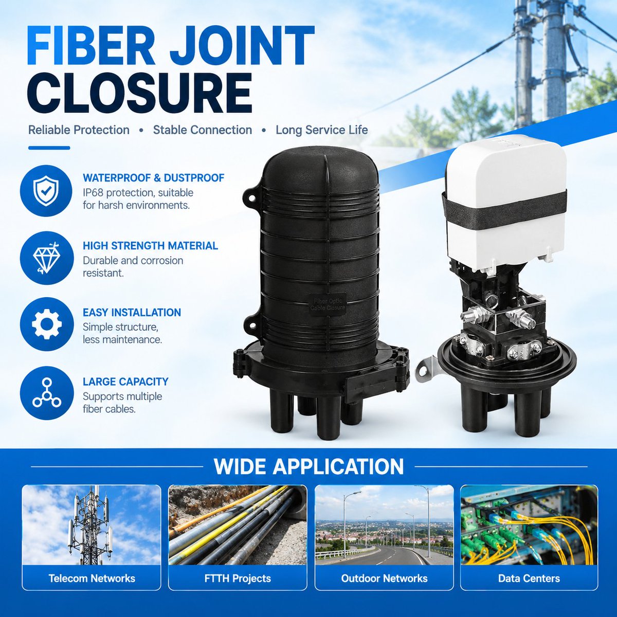 Unionfiber's tweet photo. Protect every splice with Weunion Fiber Joint Closures! IP68 waterproof and dustproof, large capacity, easy installation.
Complete FTTH solutions. QC: 100% inspection. OEM/ODM & free samples.
https://t.co/H6y4r5W3qC
#Weunion #UnionFiber #FiberOptic https://t.co/QKVEPYDljc