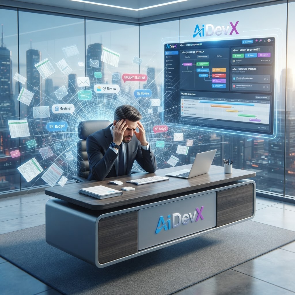 TheRealAiDevX's tweet photo. If a few key managers are acting as the central hub for every decision in your company, you are not scaling, you are just managing chaos. At AiDevX, we build custom applications that centralize your scattered workflows, turning fragmented data into clear, actionable intelligence so you can finally step out of the bottleneck.

#BusinessGrowth #Operations #DigitalTransformation #AiDevX #FounderLife