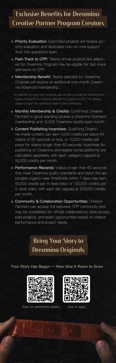 dreamina_ai's tweet photo. Dreamina Originals Officially Launches

Dreamina AI has officially launched Dreamina Originals, the first professional film and series content label dedicated to empowering creators and supporting creative production. We will provide computing power, technology, AI creative tools, and top-tier distribution resources—accompanying creators across the entire content value chain, from production to distribution, as we explore film and series creation in the AI era.

We look forward to working with everyone to define great content and great IP for the AI era together.

#dreaminaoriginals #dreaminaai #AIGC
