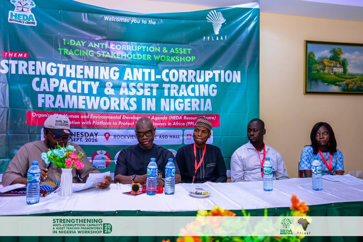 Connected_dev's tweet photo. Tracking public funds is only the first step. What happens when citizens uncover the gaps?

Connected Development (CODE), represented by our Senior Data Analyst, Gimba Mohammed, joined the workshop on Strengthening Anti-Corruption Capacity and Asset Tracing Frameworks in Nigeria, organised by HEDA Resource Centre in partnership with PPLAAF in Abuja.

Gimba delivered a goodwill message and joined the first technical panel, sharing lessons from Follow the Money on how citizens can use budgets, procurement data and community monitoring to track public spending, verify project delivery and build evidence for accountability.

Community evidence must lead to institutional action. When citizens uncover gaps, there must be systems that listen, investigate and act.

#FollowTheMoney #Accountability #AntiCorruption