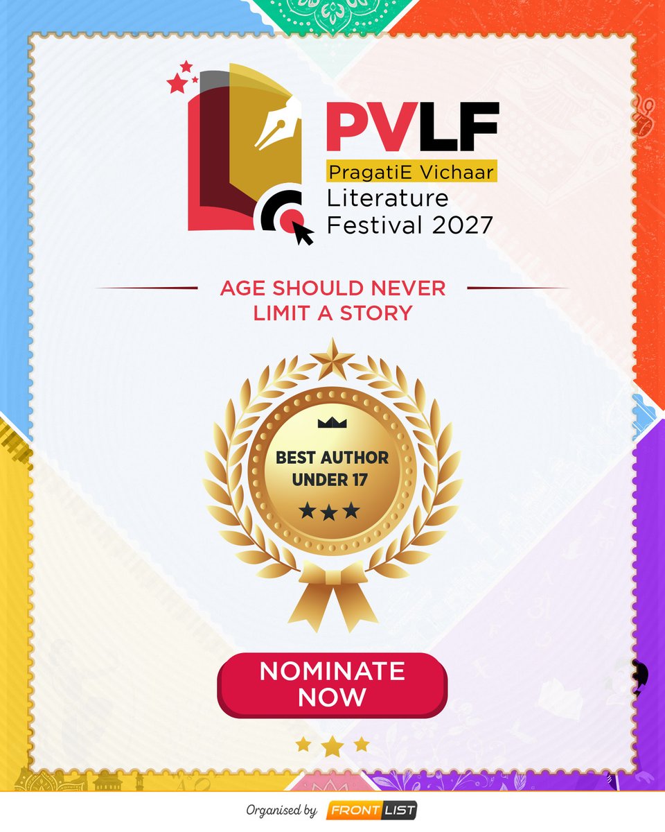 frontlistIN's tweet photo. Young voices. Fresh ideas. Stories waiting to be discovered. ๐
If the author is under 17, put their work forward for PVLF Jr. - 2027.
Voices Without Borders
Bharat Likhe. Duniya Padhe.
Entries Open. Nominate Today.
๐: https://t.co/2lQmhn57Qc
#PVLF2027 #PVLFJr #YoungAuthors https://t.co/0Qy2VH5L5R