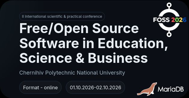 lefred's tweet photo. Tomorrow I will be speaking at the Free/Open Source Software in Education, Science &amp; Business. Online conference by Chernihiv Polytechnic National University 🦭👩‍🎓 https://t.co/Gd0fRjcJNF #mariadb #education https://t.co/qkFhjpHF7V