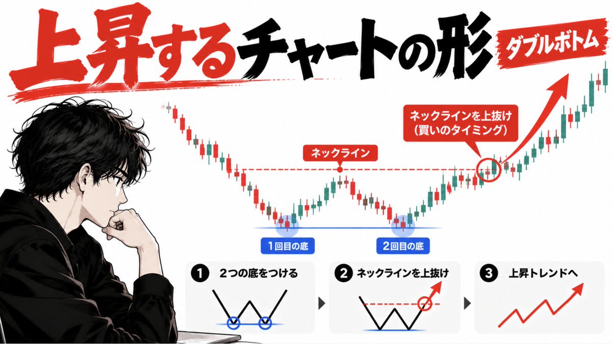 mr_d__00's tweet photo. 【初心者でも勝てる形】

初心者の多くはまずチャートの見方に苦戦しますよね。

「どうなったら上がるの？」
「どこで買えばいいの？」

結論
画像の形を探してください。

株の売買には人間の心理も大きく関係し、この形はそれが顕著に現れた代表的な形です。

下���タイミングで買うのが無難です。 https://t.co/anvroaJYX1