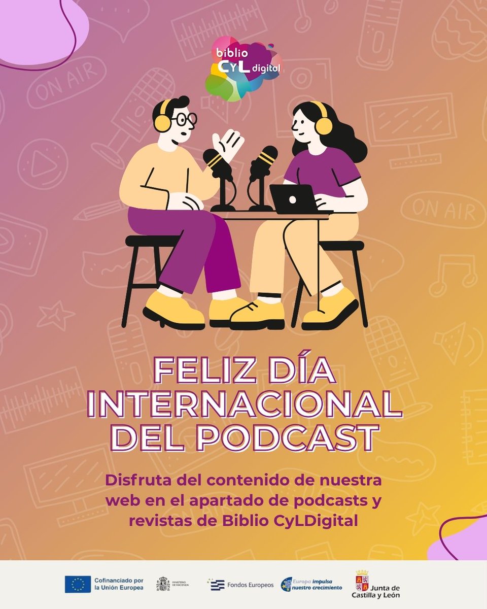cyldigital's tweet photo. 🎙️ Hoy celebramos el Día Internacional del Podcast. 🎧

En Biblio CyL Digital también puedes aprender escuchando. 

🎧 Ponte los auriculares, elige tu contenido y… ¡dale al play!
https://t.co/2SmSM6PCNb

#CyLDigital #BiblioCyLDigital #DíaInternacionalDelPodcast #RIS3CyL #FEDER https://t.co/QCadKSegbs