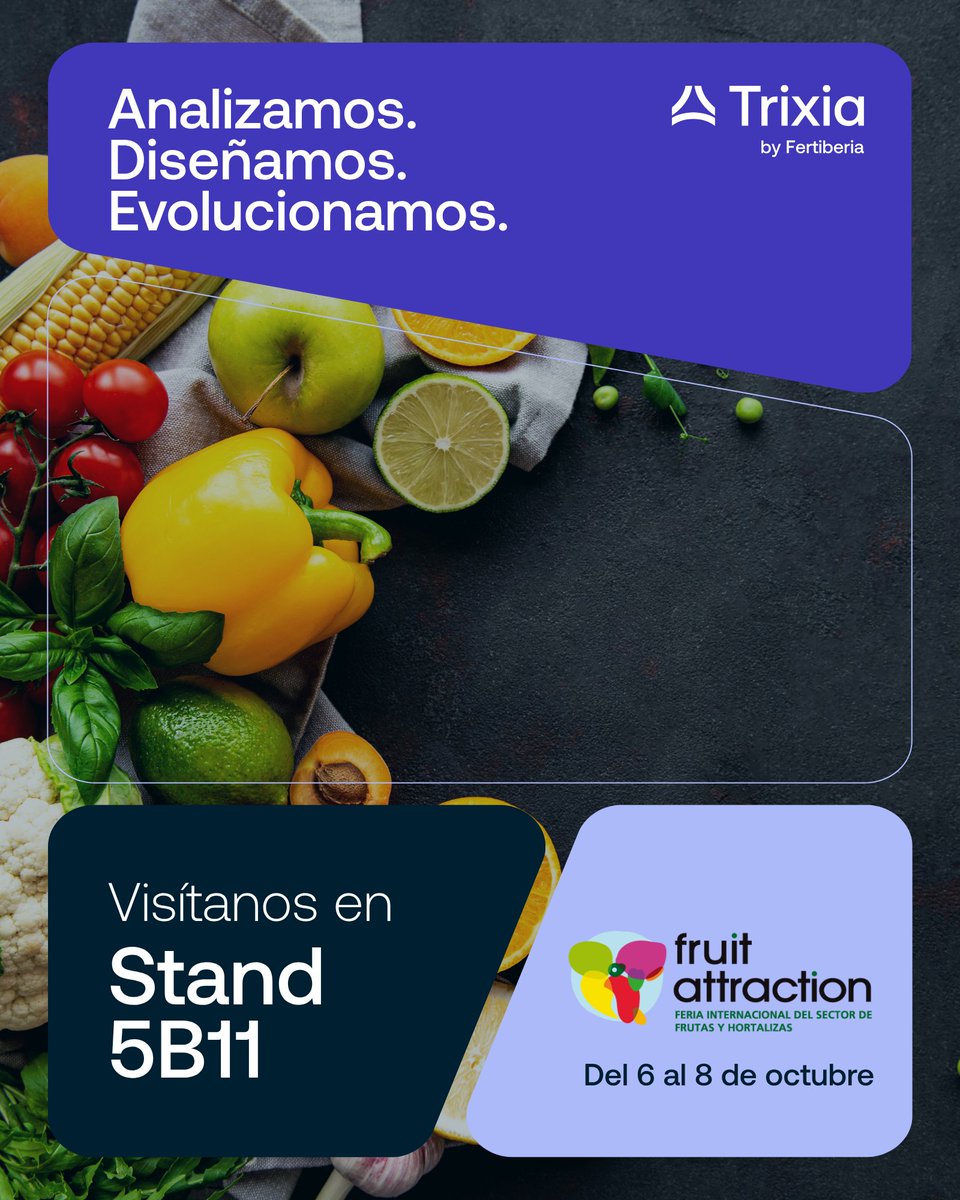 Trixia_bio's tweet photo. Presentamos Trixia® en Fruit Attraction 2026.

Ven a conocer nuestras tecnologías patentadas y acompáñanos a seguir co-creando el futuro de la nutrición vegetal. 

🧬Conoce más aquí: https://t.co/ClMIQx8uR3

#Trixia #Fertiberia #FruitAttraction2026 https://t.co/R29ltjmjYn