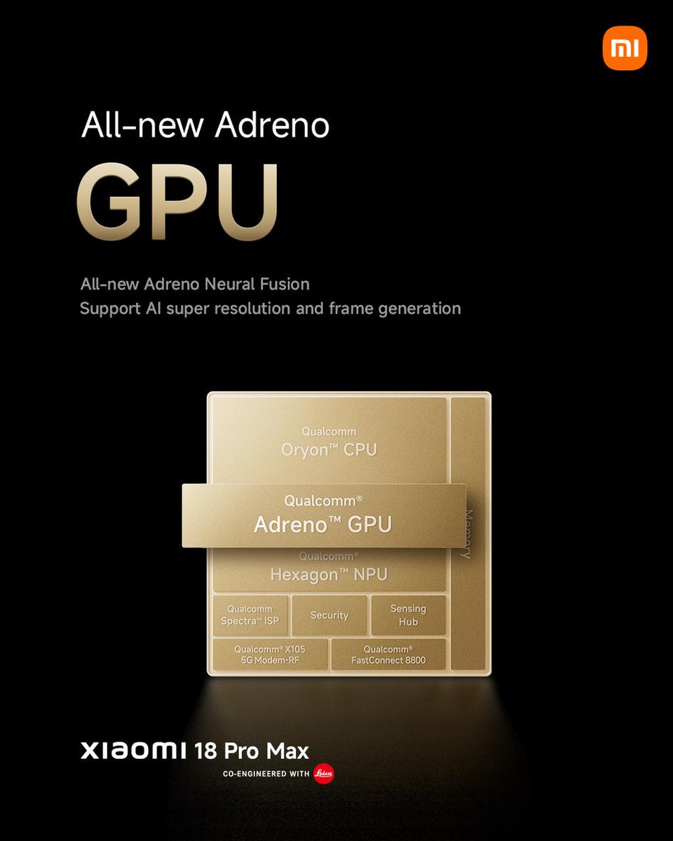 Xiaomi's tweet photo. Snapdragon® 8 Elite Extreme Gen 6,
a performance leap across CPU, GPU and NPU.

Re-architected for next-generation performance, graphics and on-device AI, the new flagship platform is built from the ground up for the AI era. https://t.co/AZUctdcIvU