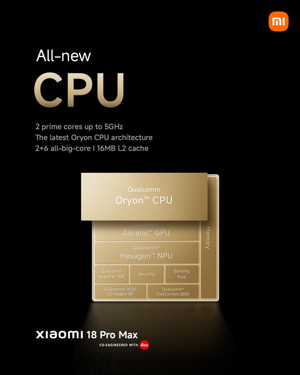 Xiaomi's tweet photo. Snapdragon® 8 Elite Extreme Gen 6,
a performance leap across CPU, GPU and NPU.

Re-architected for next-generation performance, graphics and on-device AI, the new flagship platform is built from the ground up for the AI era. https://t.co/AZUctdcIvU
